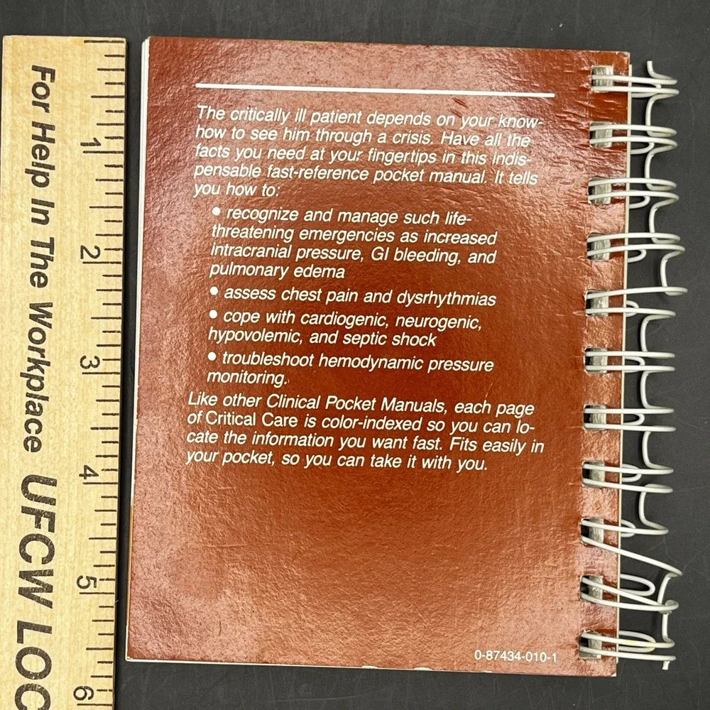 1986 Clinical‎ Pocket Manual -CRITICAL CARE-Nursing Book-Spiral Bound